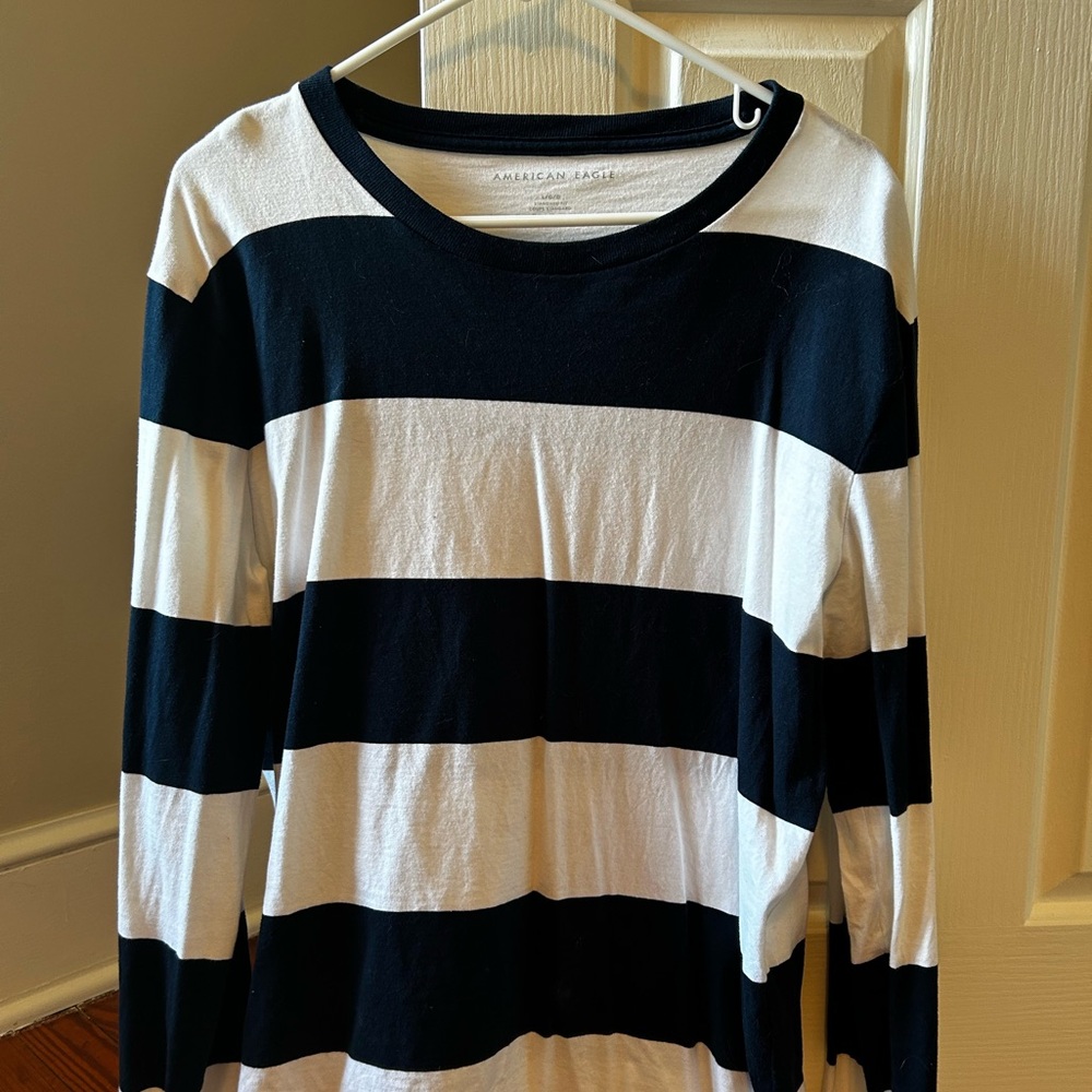American Eagle Large Striped Long-Sleeved Shirt